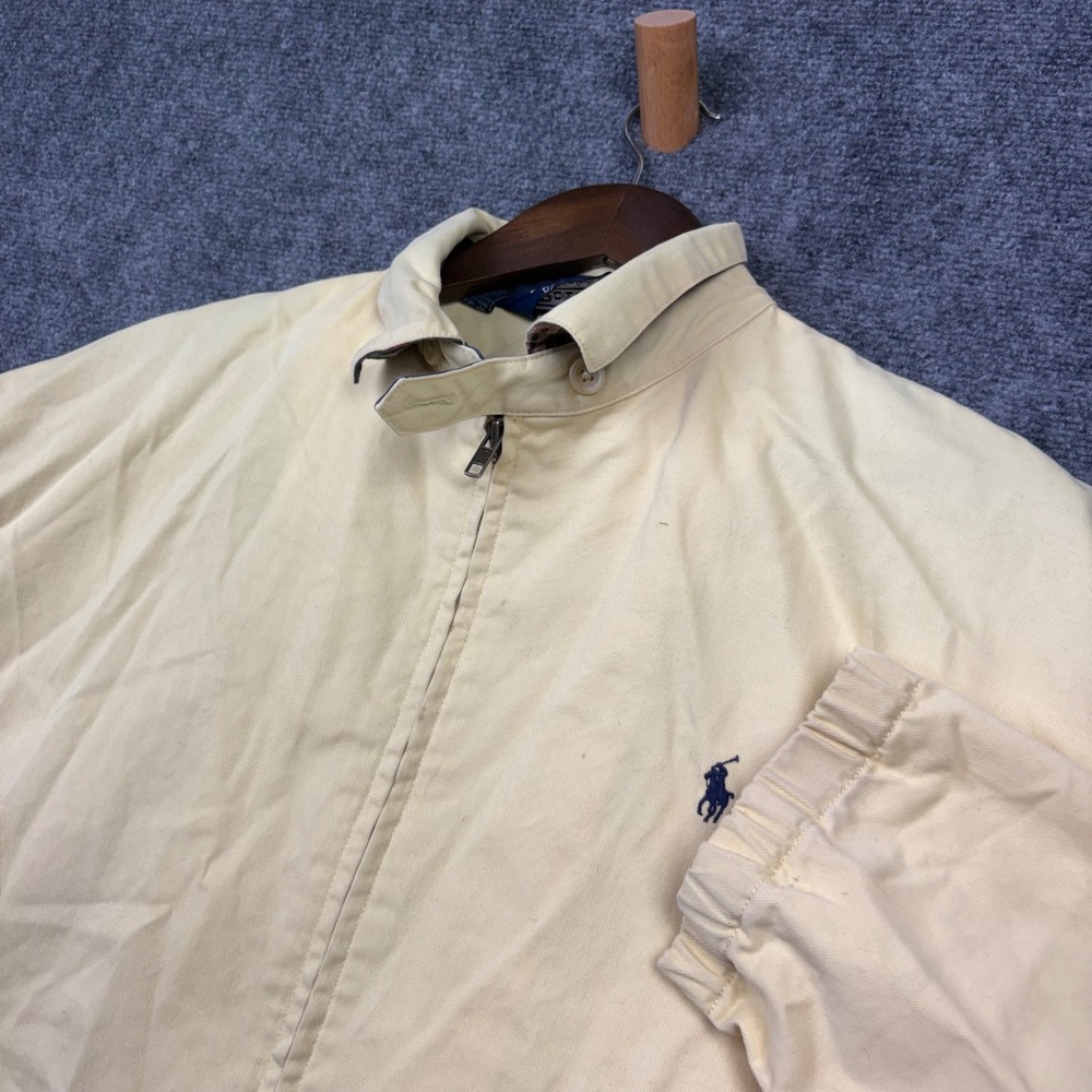 Polo Ralph Lauren Harrington Jacket Mens XL Yellow Cotton Full Zip Vintage Coat